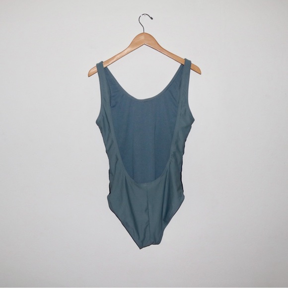 Adidas Core Solid Logo Stripe One Piece Swimsuit in Grey/Black - Picture 4 of 12